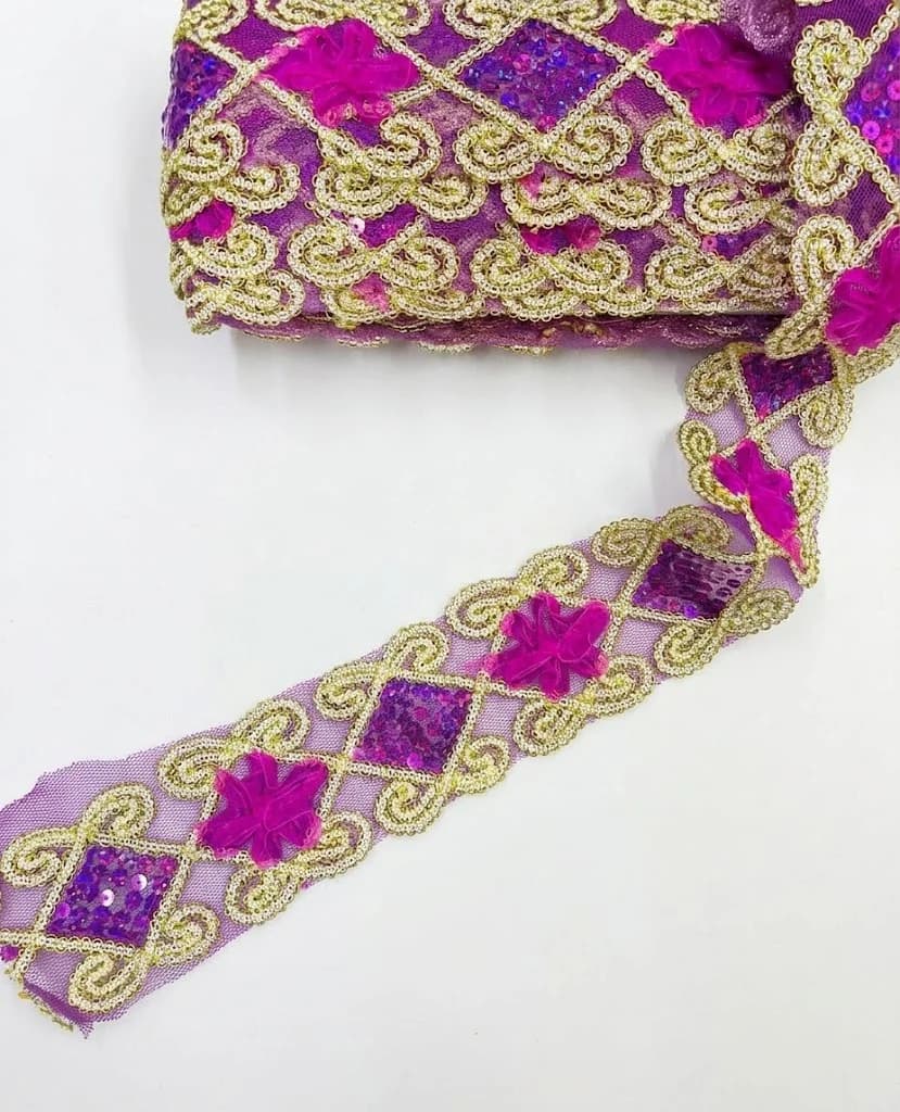 FUŞYA MOR ÇİÇEKLİ HARÇ 3 CM 20 YARDA