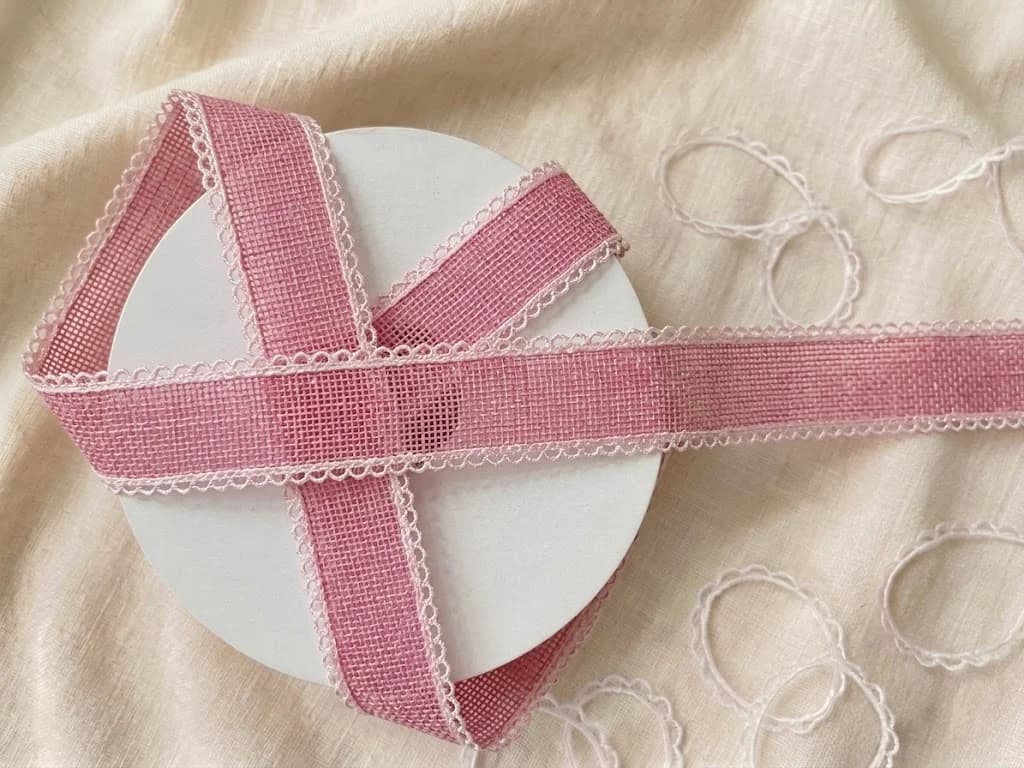 PEMBE DESENLİ KURDELE 2 CM 25 YARDA